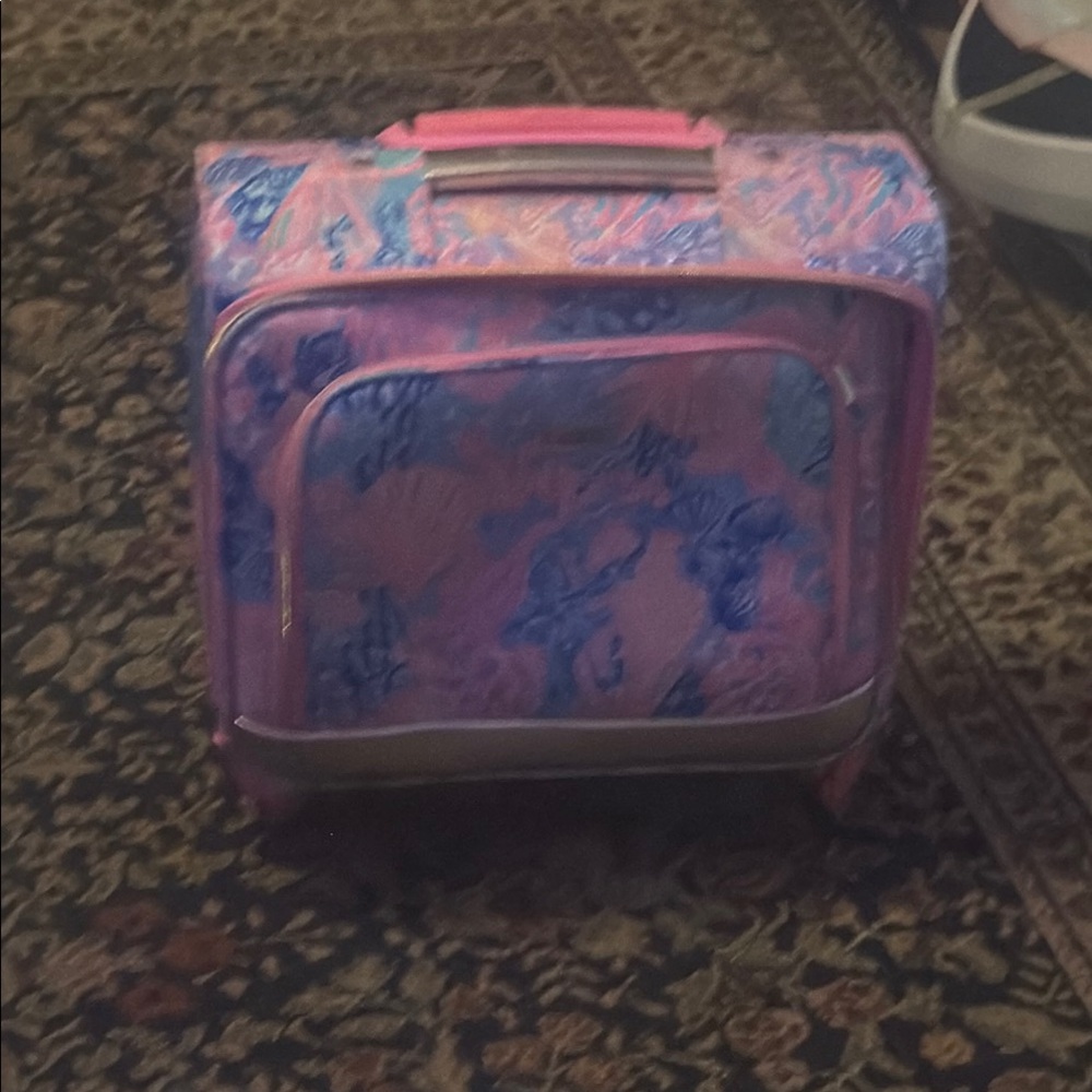 Pink and Blue Patterned Suitcase